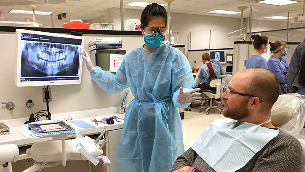 Dental students practicing at VCU School of Dentistry